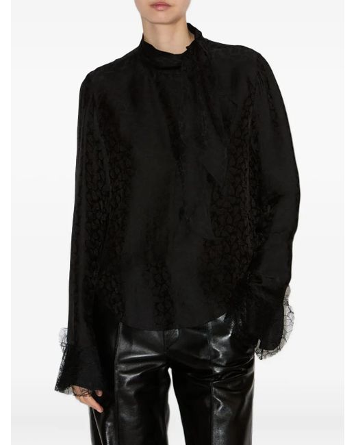 Isabel Marant Black Raphaella Ruffled-Cuff Blouse