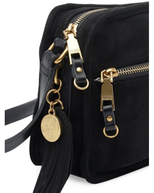 Liu Jo Black Logo-Embossed Tassel-Detail Cross Body Bag