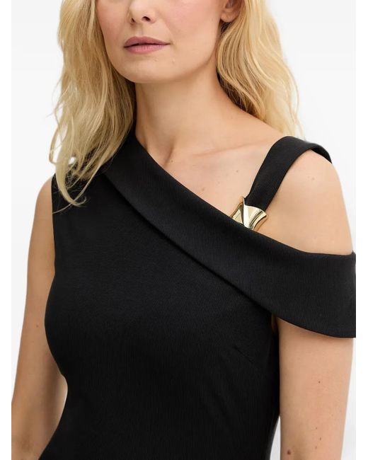 Guess Black Off-Shoulder Ribbed Mini Dress