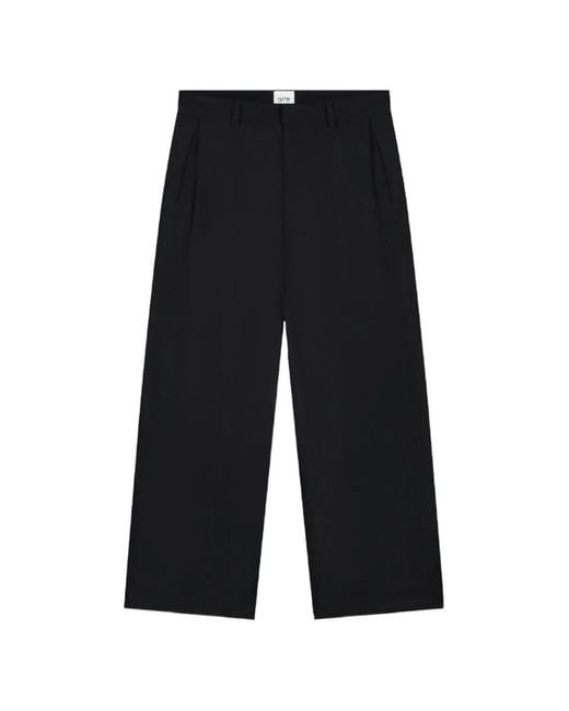 Arte' Black Gallery Pleated Wool Trousers for men