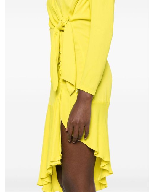 Elisabetta Franchi Yellow Crepe Asymmetric Midi Dress