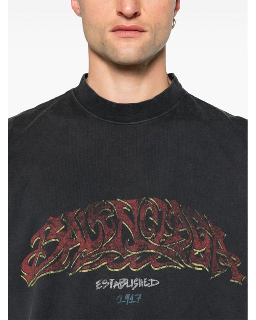 Balenciaga T-Shirt mit Logo-Print in Black für Herren