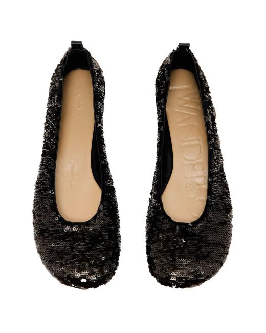 J.W. Anderson Black Sequinned Ballerina Flats
