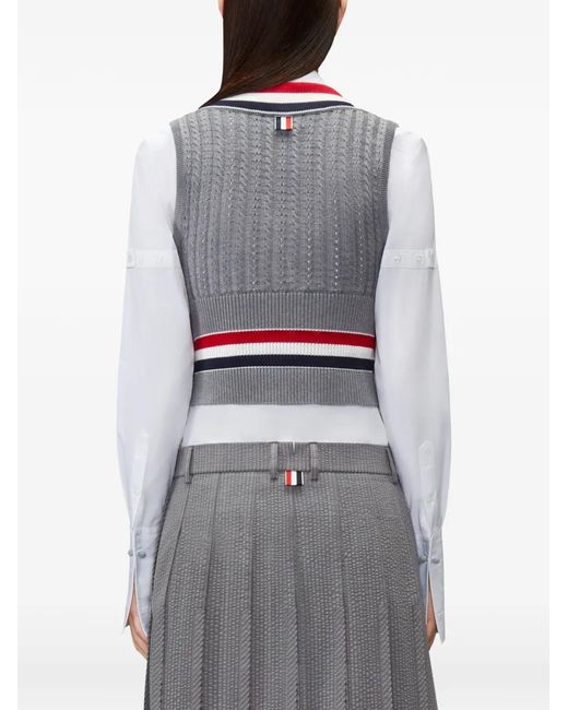 Thom Browne Gray Cricket Stripe Vest