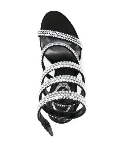 Rene Caovilla Black Cleo 105mm Rhinestone-embellished Sandals