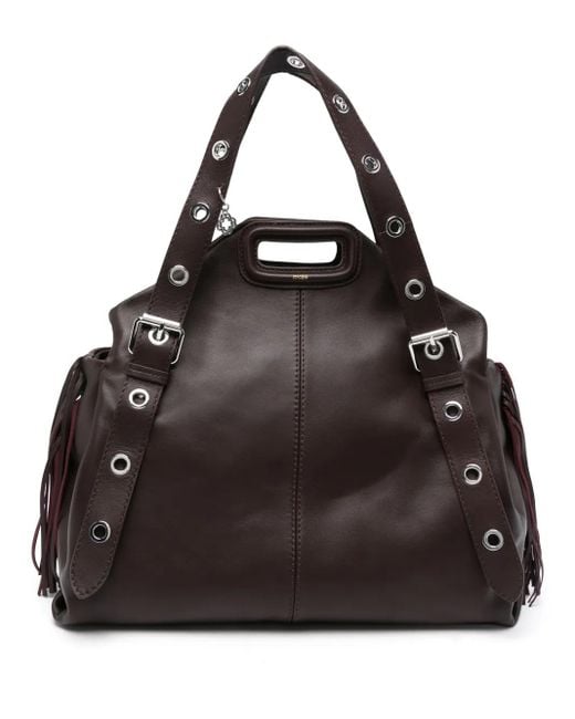 Maje Miss M レザーショルダーバッグ Xl Black
