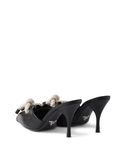 Prada Black Braided-Detail Mules
