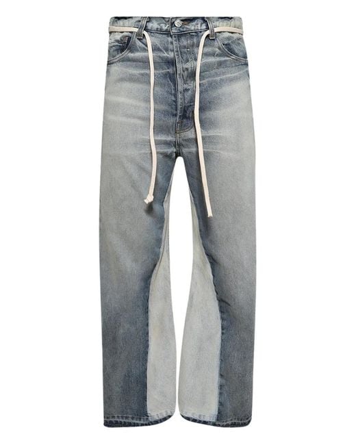 RRR123 Blue Drawstring-Fastening Jeans for men