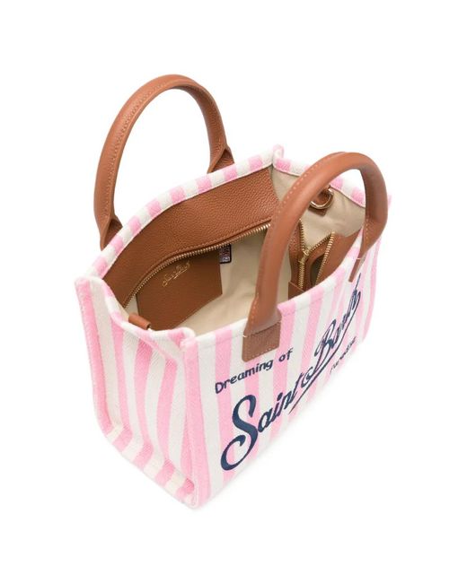 Mc2 Saint Barth Pink Vanity Medium Striped-Pattern Tote Bag