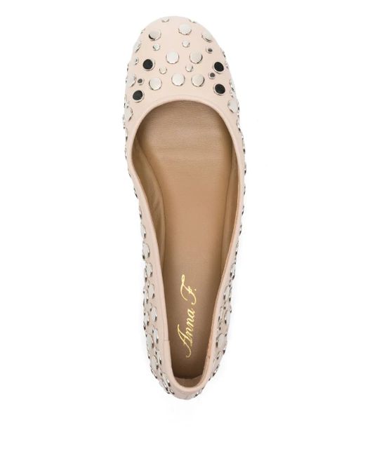 Anna F. Brown Studded Ballet Flats
