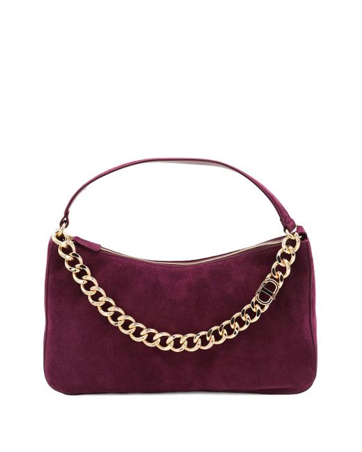 Twinset Suède Schoudertas Verfraaid Met Ketting in het Purple
