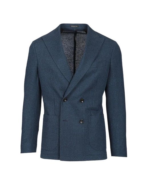 Al Duca D'aosta Blue Double-Breasted Blazer for men