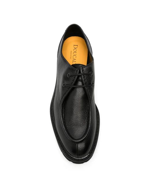 Doucal's Black Grained Leather Derby Shoes for men