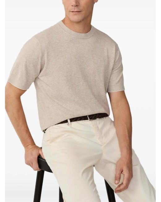 Hackett White Cotton-Linen Knit T-Shirt for men