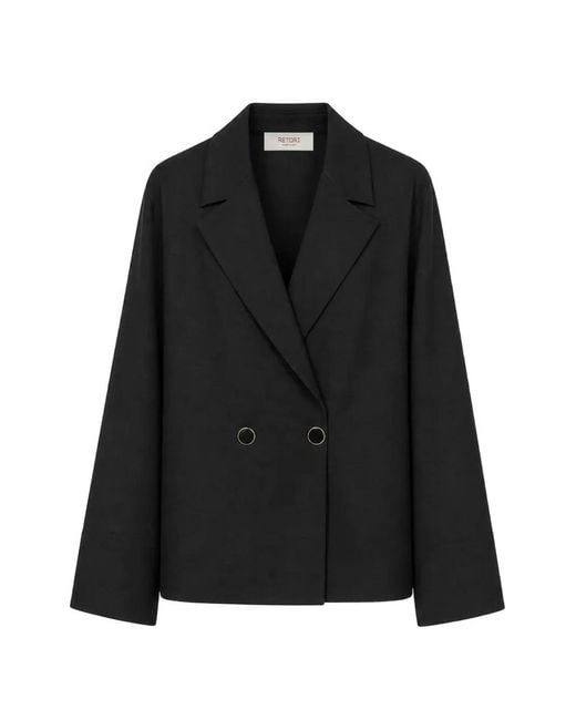 RETORI Black Jewel-Button Blazer