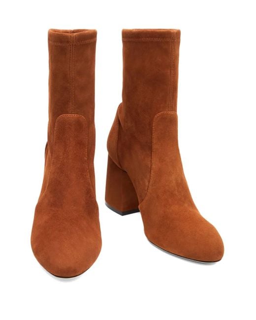 Stuart Weitzman Brown 85Mm Essentialist Stretch Suede Boots