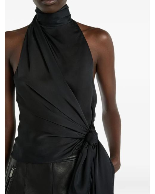 Balmain Black Open-Back Silk-Chiffon Top