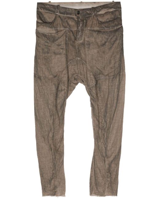 Masnada Gray Drop-crotch Linen Trousers for men