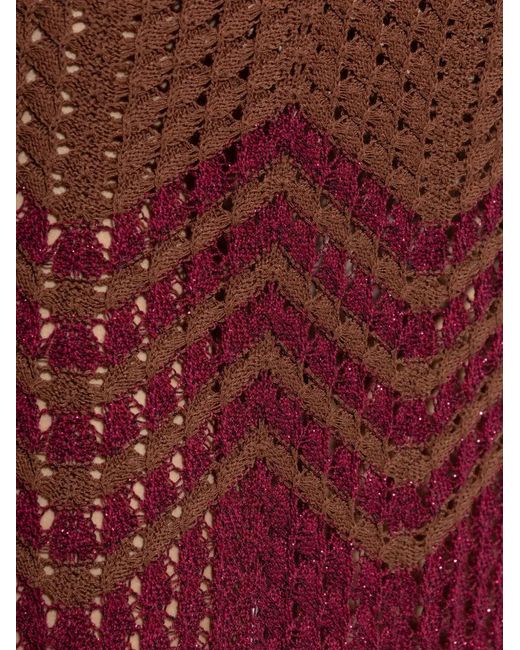 Akep Red Zigzag-Pattern Knitted Maxi Skirt