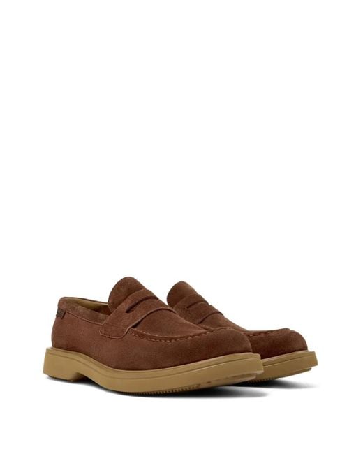 Camper Brown Norman Penny Suede Loafers for men