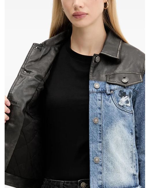 Chaqueta Deshilachada A Paneles Desigual de color Blue