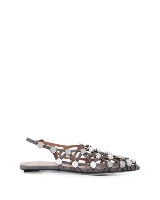 The Attico White Grid Mirror-Embellished Suede Pumps