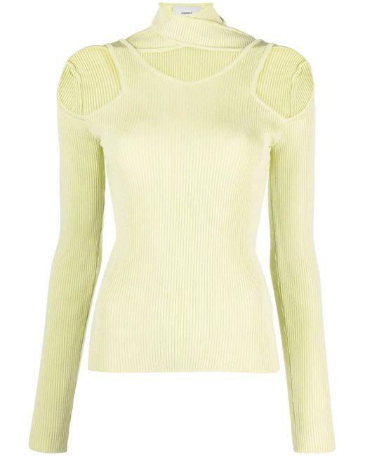 Coperni Yellow Cut-Out Ribbed Sweater
