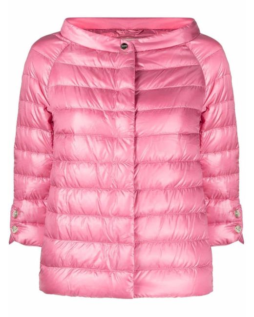 Herno Pink Quilted Feather Down Jacket