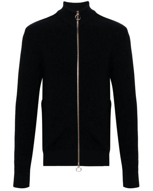 Paul & Shark Black Zip-Up Cardigan for men