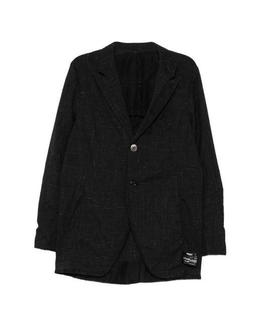 Undercover Black Slub-Texture Notched-Lapels Blazer for men