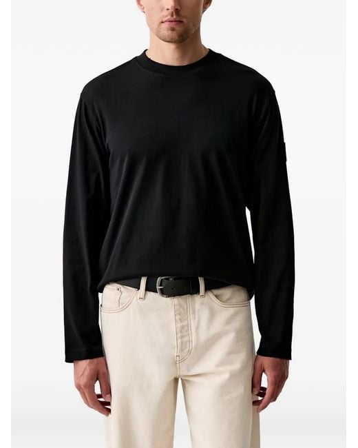 Karl Lagerfeld Black Logo-Patch Long-Sleeve T-Shirt for men