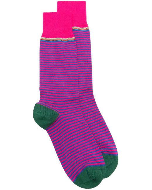 Paul Smith Pink Mid Calf-lenght Striped Socks for men