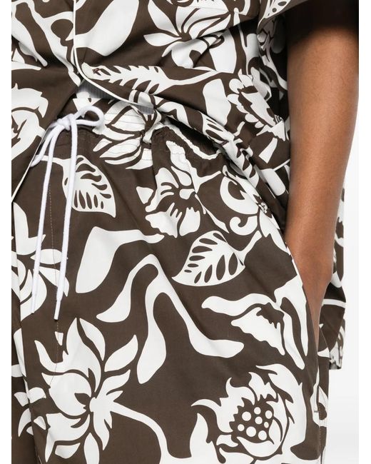 Hed Mayner White Floral-Print Drawstring Trousers