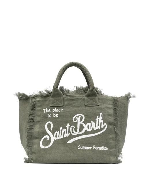 Mc2 Saint Barth Green Vanity Fringed Tote Bag
