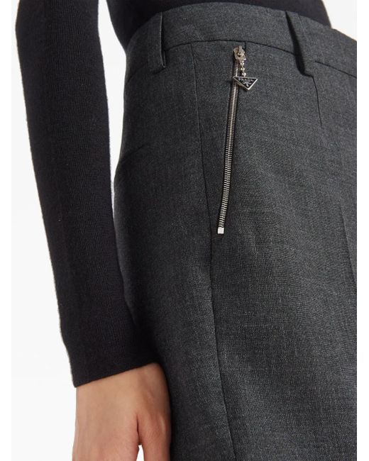 Prada Gray Zip-Pocket Wool Trousers