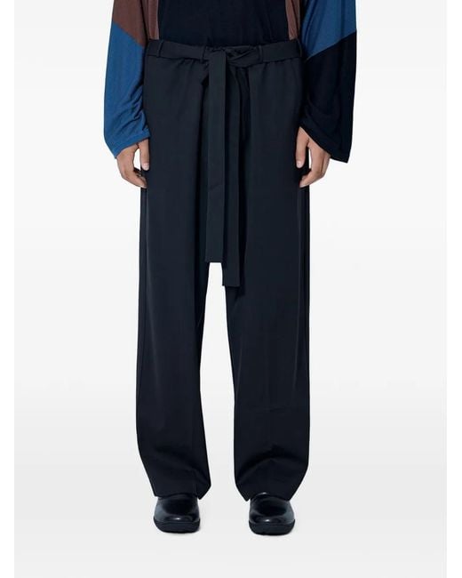 Kiko Kostadinov Blue Tie-Waist Wide-Leg Trousers for men