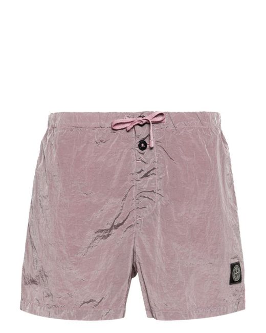Stone Island Purple Crinkled-effect Swim Shorts for men