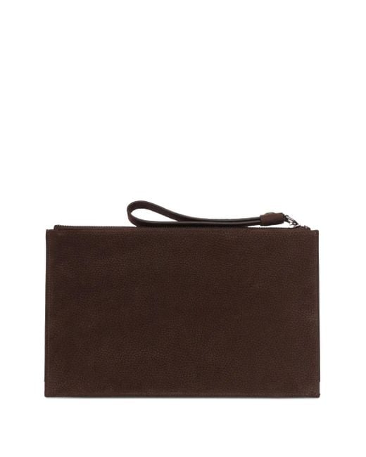 Orciani Brown Logo-Stamp Wallet for men
