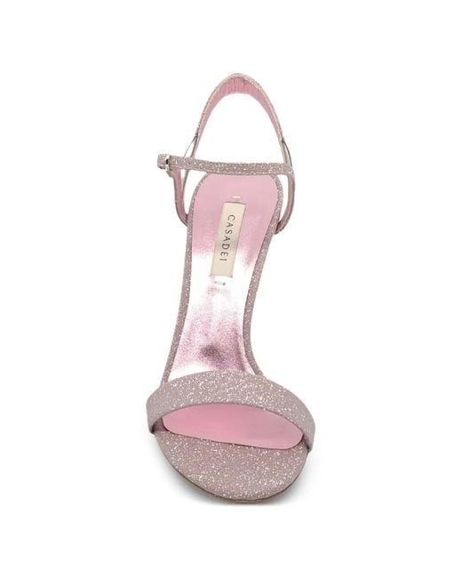 Casadei Pink Blade Glittered Heeled Sandals