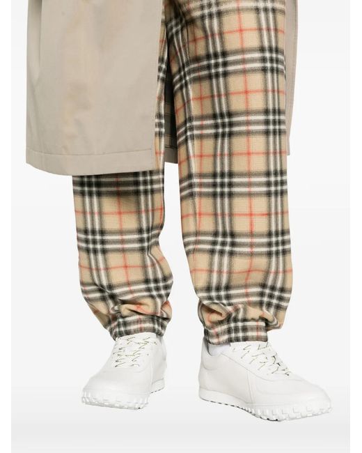 Burberry White Check-Pattern Track Pants for men