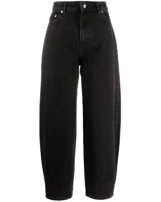 Ganni Denim Barrel-leg Jeans in Black | Lyst