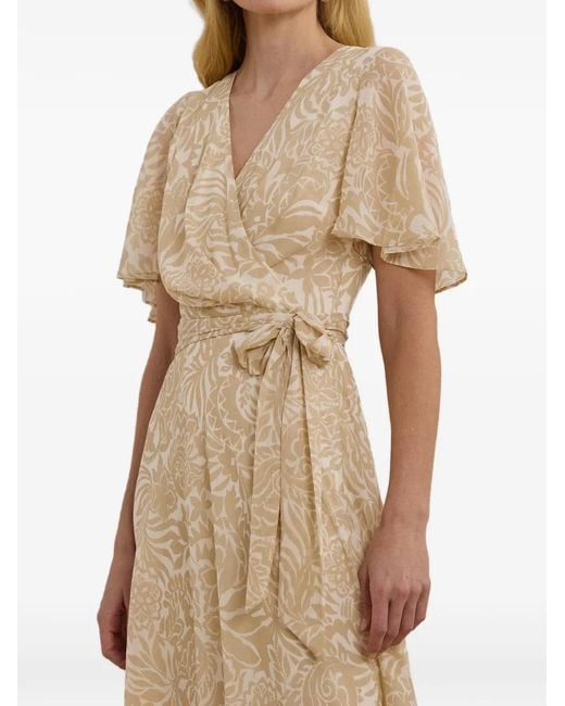 Ralph Lauren Natural Floral-Print Wrap-Style Dress
