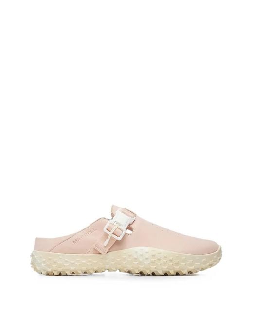 Merrell White Wrapt Logo-Debossed Mules