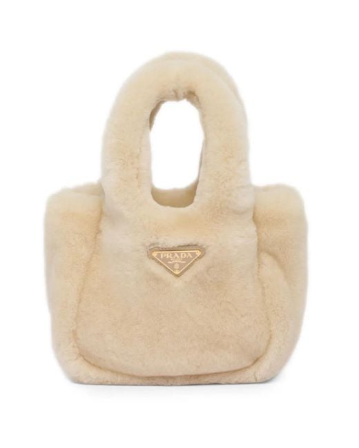 Prada Natural Mini-Tasche Mit Shearling