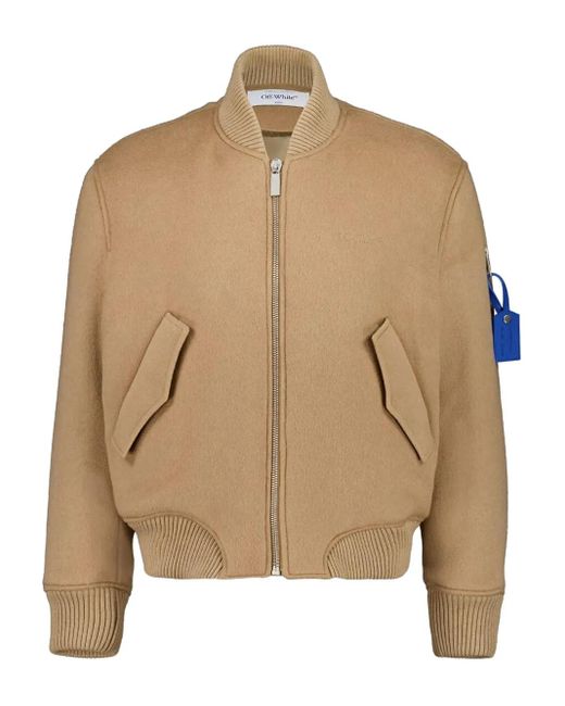 Off-White c/o Virgil Abloh Natural Tag-Detail Bomber Jacket for men