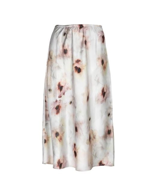 Vince White Watercolor Floral-Print Midi Slip Skirt