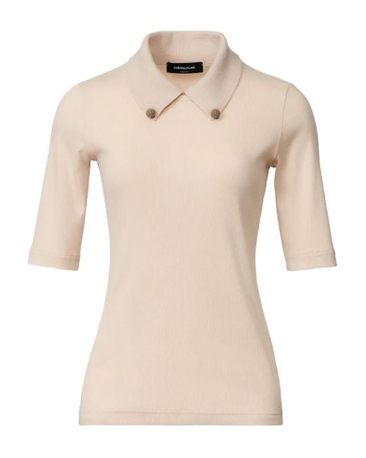 Top con apliques en el cuello Fabiana Filippi de color Natural