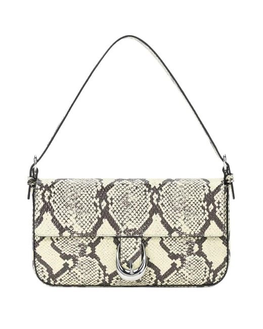 Staud Harlow Snake-print Shoulder Bag White