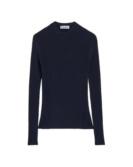Jil Sander Blue Ribbed-Knit Lightweight Sweater
