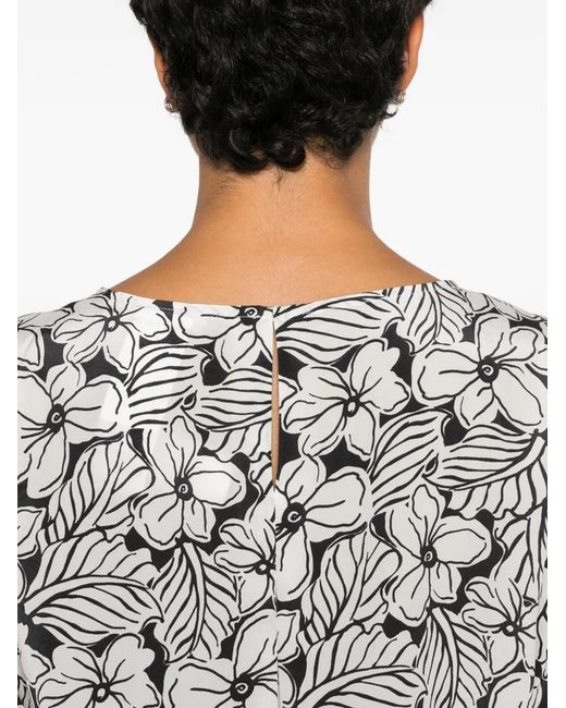 Weekend by Maxmara White Floral-Print Silk Blouse